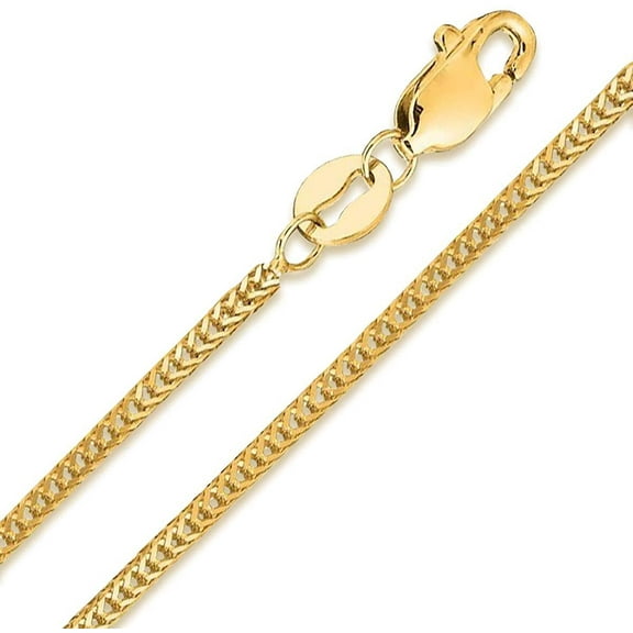14K Yellow Gold 1mm Foxtail Pendant Chain, FREE Microfiber Cloth, Square Box Link Mens Womens Necklace, Giorgio Bergamo 16