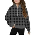 thumbnail image 1 of Hauts Décontractés à Col Rond pour Enfants en Solde, Chandail en Molleton à Carreaux Imprimé pour Filles, Mode Décontractée, Pull à Manches Longues, Crop Top avec Trou pour Pouce, Chandail en Molleton Gris 13 Ans, 1 of 4