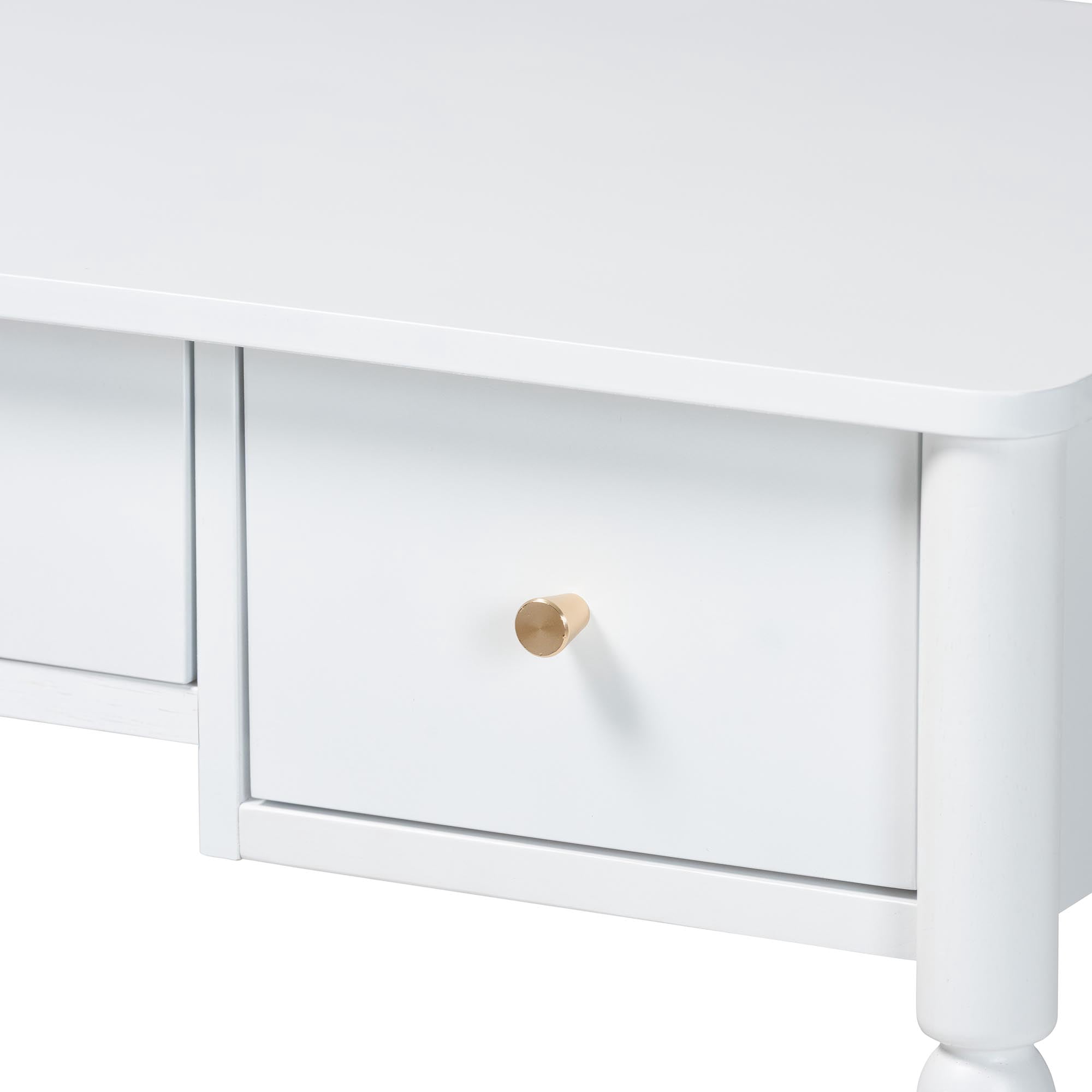 Baxton Studio Lucera Farmhouse Writing Desk, 3-Drawer, White