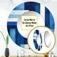 thumbnail image 3 of DESIGN ART Designart "Blue White Sapphire Symmetry" Abstract Shapes Wall Mounted Round Mirror - Blue Modern Large Mirror Wall Décor 36x36 - Disc of 36, 3 of 6