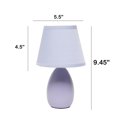 thumbnail image 3 of Creekwood Home Nauru 9.45" Traditional Petite Ceramic Oblong Bedside Table Desk Lamp Two Pack Set with Matching Tapered Drum Fabric Shade for Nightstand, End Table, Dorm, Purple, 3 of 6