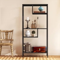 4-Tier Metal Bookcase, Freestanding Display Shelves, Modern Storage Shelf for Living Room, Bedroom, Home Office, Black