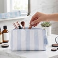 thumbnail image 4 of Makeup Bags for Purse,Small Clear Coated Cosmetic Bags for Women Girls, Waterproof Travel Organizer Zipper Pouch Beach Vacation Essentials (White-Sky Blue), 4 of 4