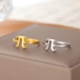 thumbnail image 5 of Pi Symbol Open Ring for Women Men Unique Stainless Steel π 3.14 Statement Adjustable Band Mathematical Sign Irrational Number Middle Finger Rings Fashion Jewelry for Math Lovers Teacher Gifts, 5 of 11
