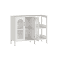 thumbnail image 3 of Cabinet, Sideboard Buffet Cabinet, Glass Arch Door, 2 Golden Handles & Adjustable Shelves, Multi-Functional for Kitchen Pantry, Laundry Room, Dining Room,White, 3 of 8