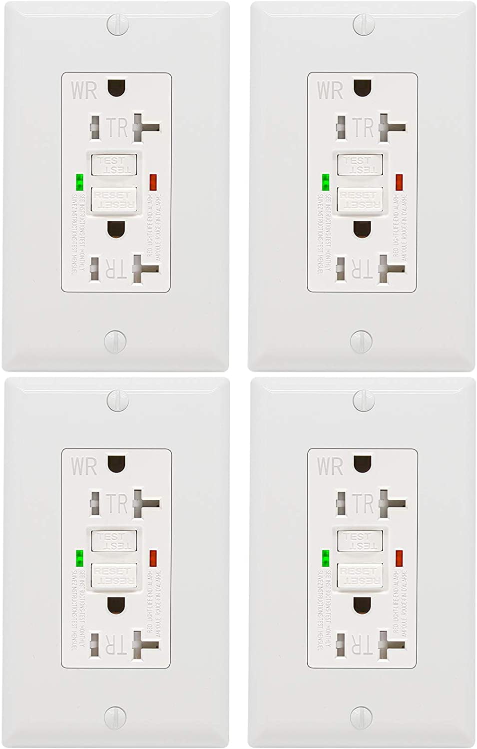 ANKO GFCI Outlet 20 Amp 4 Pack, UL Listed, LED Indicator, Tamper-Resistant, Weather Resistant Receptacle Indoor or Outdoor Use with Decor Wall Plates and Screws