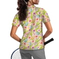 thumbnail image 2 of COEQINE Women Short Sleeve Golf Shirts Easter Tulip Egg Pink Print Moisture Wicking Quick Dry Fit Golf Polo Tops V Neck 1/4 Zip Workout Sportswear Lightweight Soft Tennis Shirts, M, 2 of 7