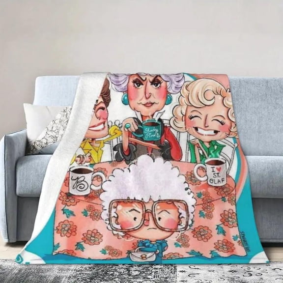 Golden Girls Cartoon Print Blanket - All-Season Warm Nap Throw for Living Room, Office, Travel | Versatile Gift for Kids & Adults