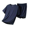 thumbnail image 2 of S-4X Big & Tall Mens Pajama Sets Plus Size 2025 2 Piece Loungewear Outfits Casual Solid Short Sleeve T-Shirts Shorts Homewear Set, 2 of 8