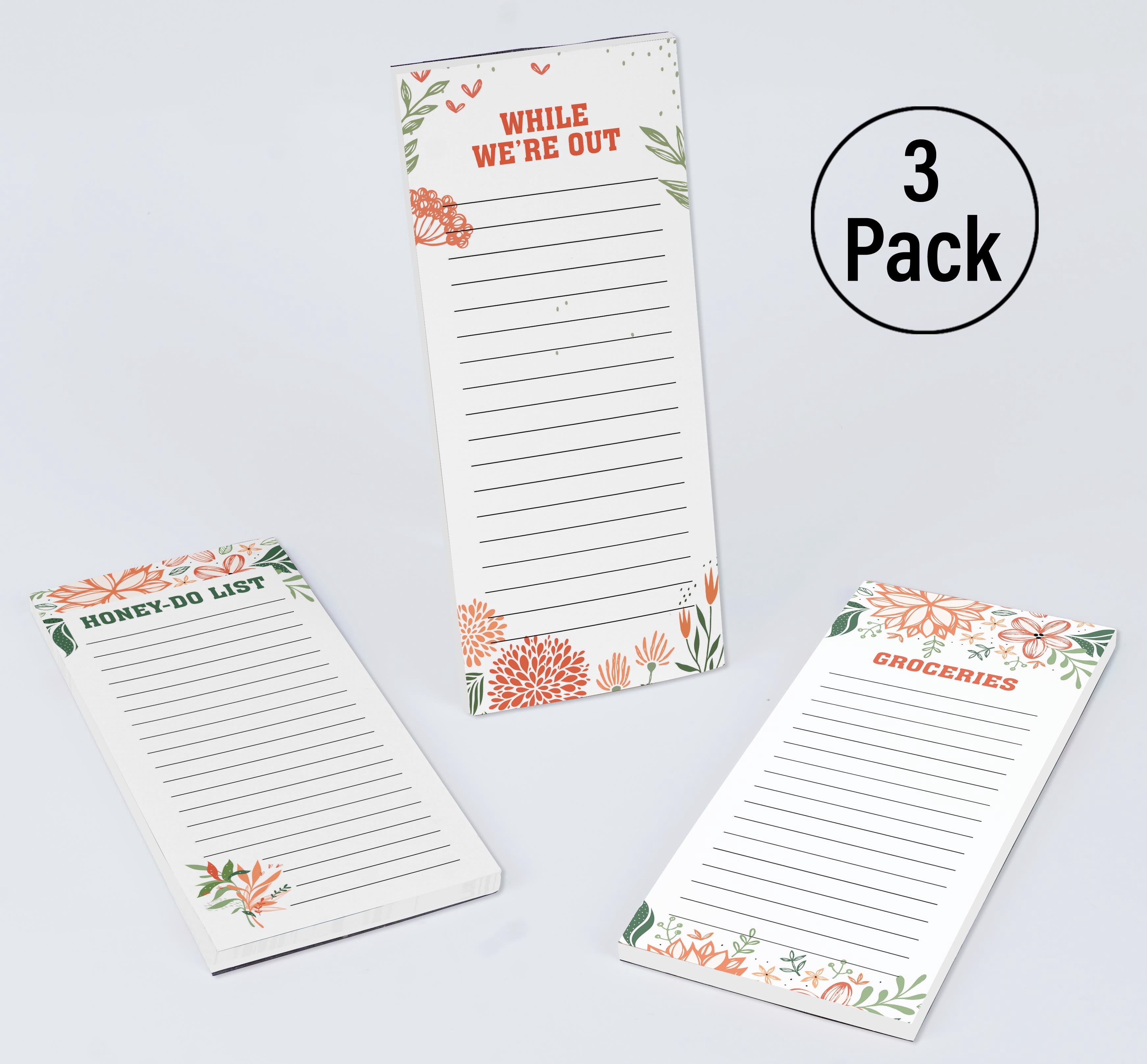 Inkdotpot Pack of 3 Magnetic Fridge To-Do List Notepads- Magnetic Memo Pads For Refrigerator-(50 Sheets Each)-E2