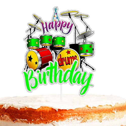 Drummer Happy Birthday Cake Topper Happy Birthday Cake Topper for Kids/Adults Music/Rock Band/Percussion/ Drum Set Theme Birthday Party Cake Decoration 