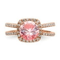 thumbnail image 4 of Primal Silver Sterling Silver Rose-tone Pink Center Nano Crystal and CZ Square Ring, 4 of 7