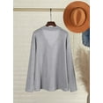 STARVNC Women Lapel V Neck Long Sleeve Pocket Solid Color Rib Sweater ...