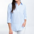thumbnail image 4 of Elsie & Zoey Lakelyn XL Blue 3/4 Cuff Sleeve Collared Cotton Blouse for Women, 4 of 8