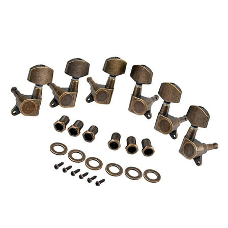 6PCS Acoustic Pegs,Electric Guitar Machine Heads ,3 Right and 3 Left Position,Vintage Bronze Colored