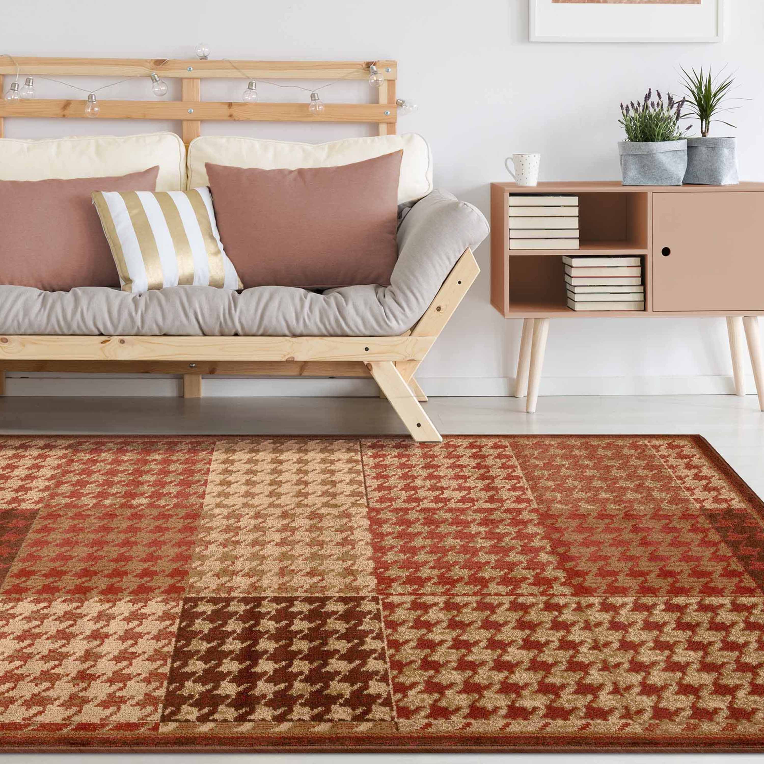 Superior Modern, Contemporary, Traditional Checkered Geometric Border Area Rug, 5' x 8'