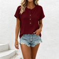 thumbnail image 4 of GERsome T-Shirts for Women Short Sleeve Waffle Knit Button Down Crew Neck Casual Business Work Shirts, 4 of 8