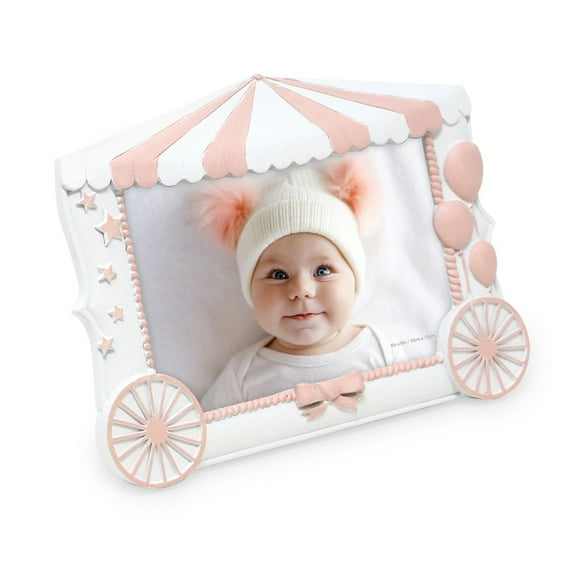 Isaac Jacobs 4x6 Resin Sentiments Baby Picture Frame, Display on Tabletop, Desk White with Pink