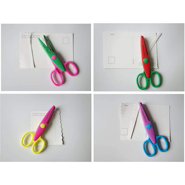 NOGIS 4 Pieces Colorful Edging Creative Craft Scissors Set Wave