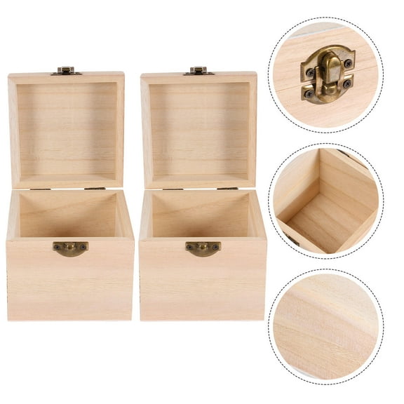 MLINS Wooden Gift Box Small Keepsake Unpainted Storage Boxes Miss