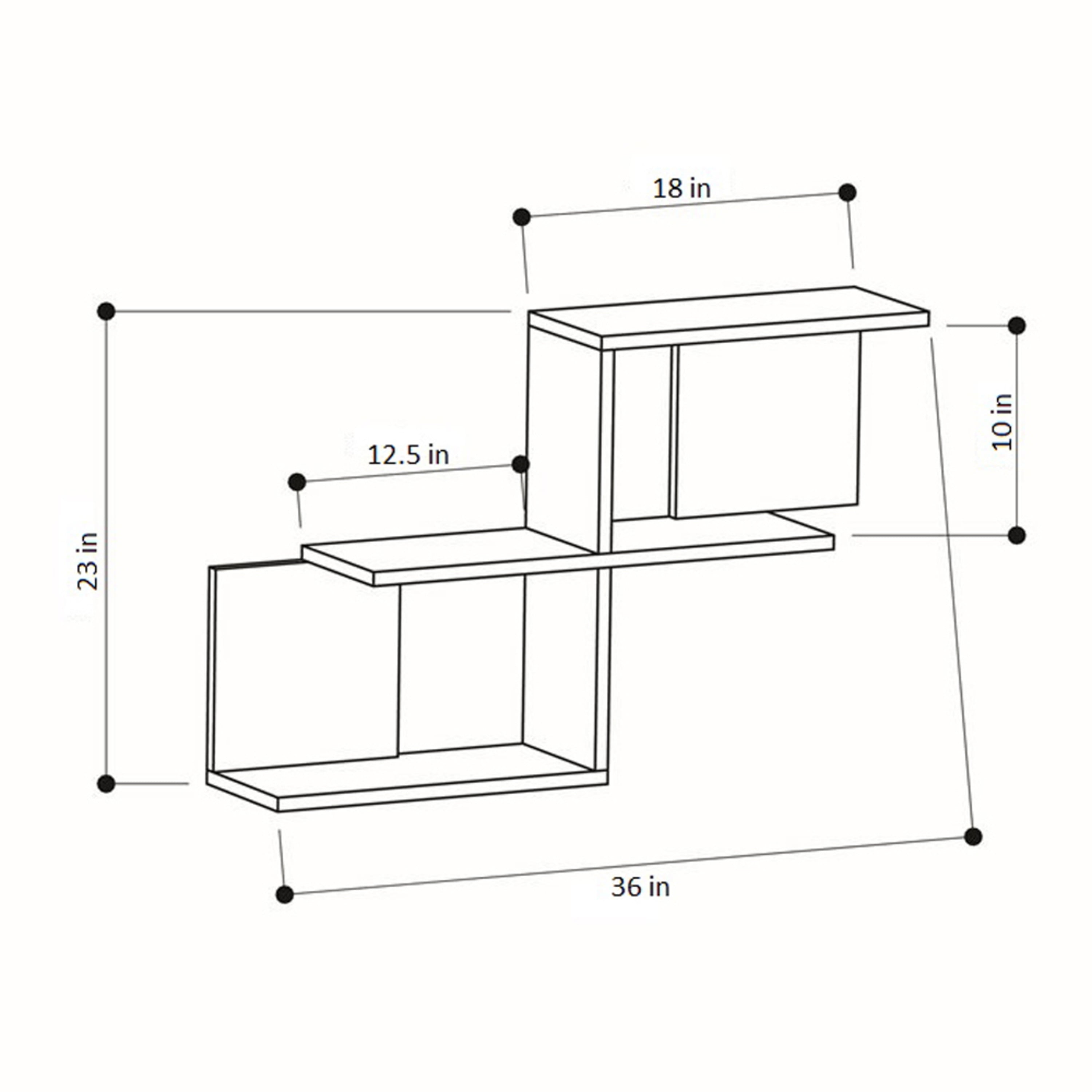 Ada Home Decor Furniture 35.83" 2 Tier Light Walnut Wilfred Modern Wall Shelf