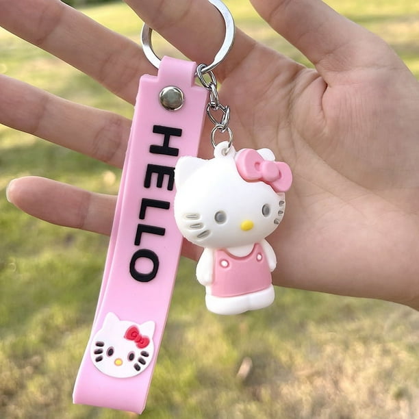 Nuevo llavero 3D de Hello Kitty Cat, bonito llavero de colores caramelo, llavero para bolso de coche para mujer
