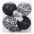 thumbnail image 2 of SLEETLY Big Black Ornaments for Farmhouse Christmas Tree Holiday Xmas Decorations for Christmas - Large Shatterproof Plastic 4.72 inch Glitter Snow Balls and Snowflakes, Ornament Set of 8, 2 of 5