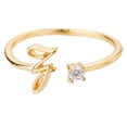 thumbnail image 1 of Oro Rhinestone 26 Anillo Inicial Joyería Letra Inicial Anillo Abierto con Rhinestone Anillo para Mujeres, 1 of 3