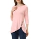 thumbnail image 1 of INSPIRAR CHIC Blusas de Mujer Cuello Redondo de Manga 3/4 con Botones Decorativos y Dobladillo Irregular Estilo Casual XS Rosa Claro, 1 of 7