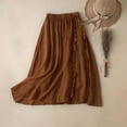 thumbnail image 2 of RUTAYY Women Summer A-Line Skirt With Elastic Waist Linen Blend Embroidered Lace Edge Casual Midi Skirt Solid Color Flowy Swing Skirts, 2 of 4