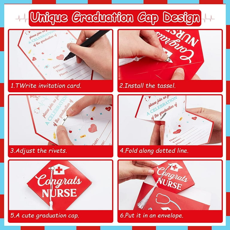Nurse Graduation Invitation, Medical Nursing School Graduation Party Invitations  Cards with Envelopes, Cap Shaped Fill-In Nurse Announcement or Invites  25PCS - Walmart.com