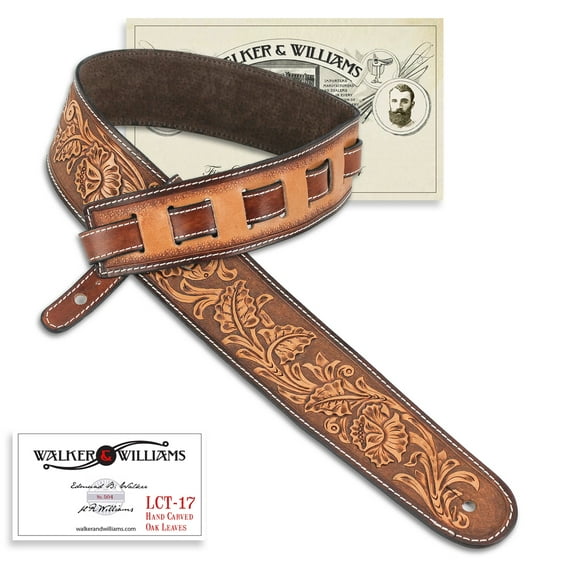 Walker & Williams LCT-17 Hand Tooled Leather Strap with Traditional Sheridan Floral Pattern