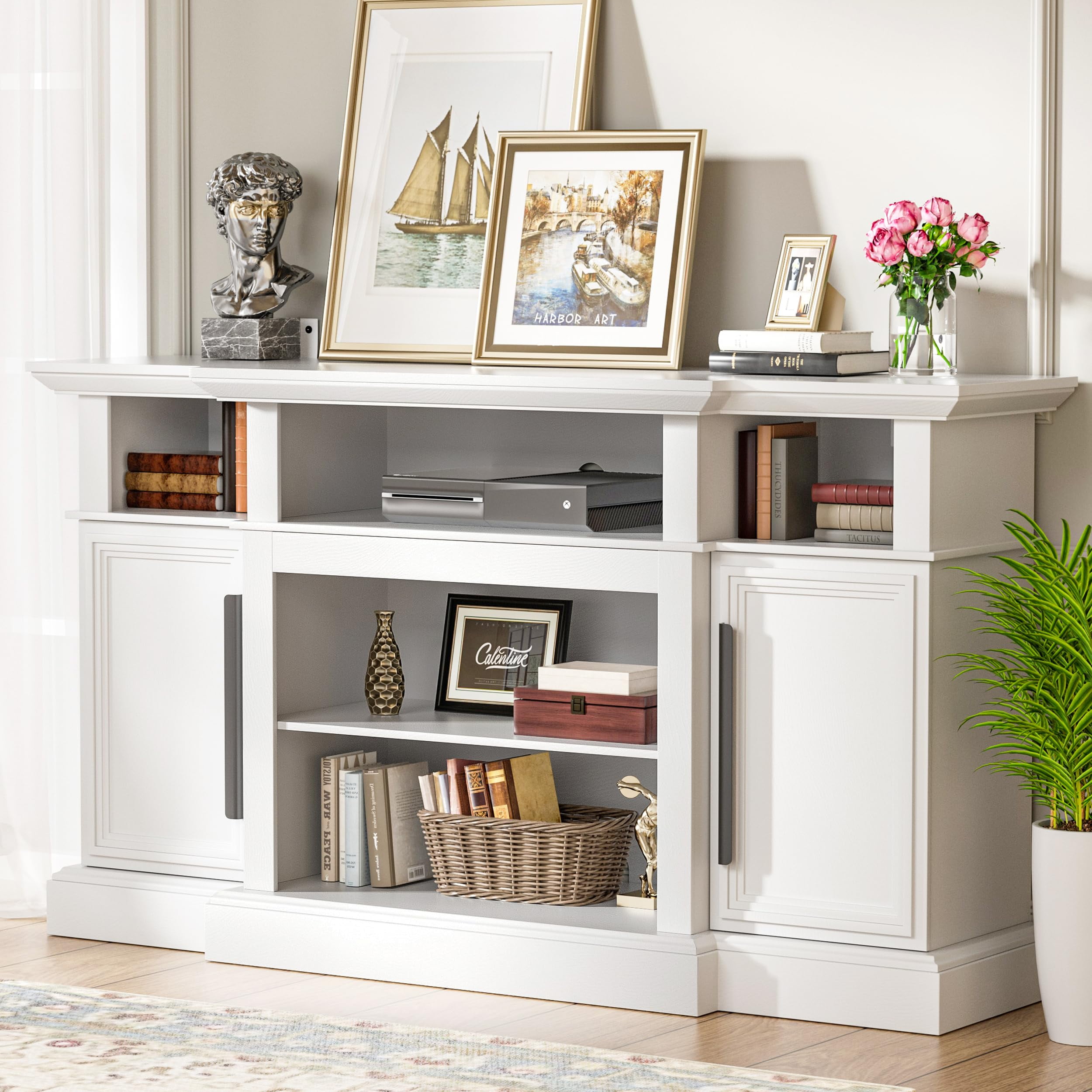 LGHM Farmhouse TV Stand for TVs up to 65", Modern Tall TV