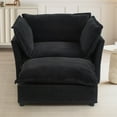 thumbnail image 2 of Oversized Accent Chair with Ottoman, Chenille Single Sofa Armchair with 3 Throw Pillows and Curved Armrest, Modern Reading Chair for Bedroom, Office, Apartment, Black, 2 of 9