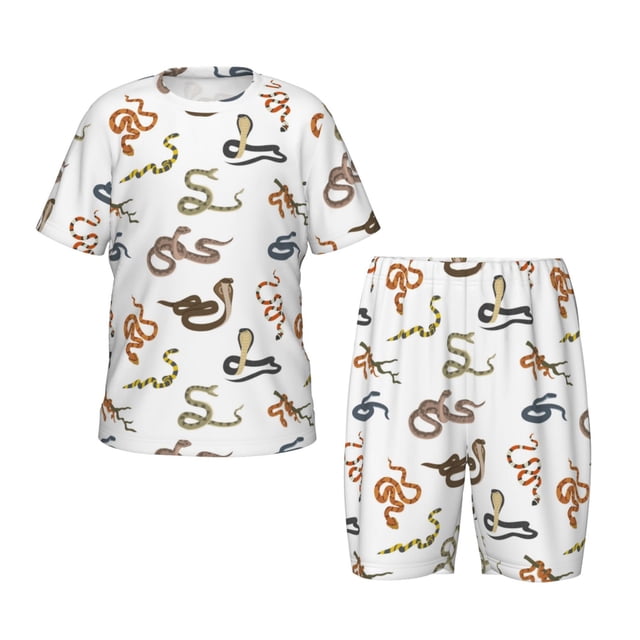 Balery Snake Conjunto de Pijama Infantil de Manga Corta con Estampado – Ropa de Dormir de Algodón Suave-3X-Large