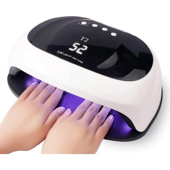 UV LED Nail Lamp, 72W Nail Curing Lamps for Home & Salon, Led Nail Dryer for Gel Polish with Automatic Sensor/4 Timer Setting, Professional Nail Art Tools for Fingernail and Toenail Nail (A)