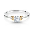 thumbnail image 2 of Gem Stone King 925 Sterling Silver and 10K Yellow Gold White Zirconia Solitaire Engagement Ring for Women (0.75 Cttw, Round 5MM, Gemstone Birthstone, Size 7), 2 of 4