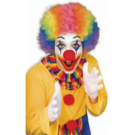 Neon Clown Wigs - New Mens Womens Child Costume Red Blue Yellow Rainbow Afro Clown Wigs