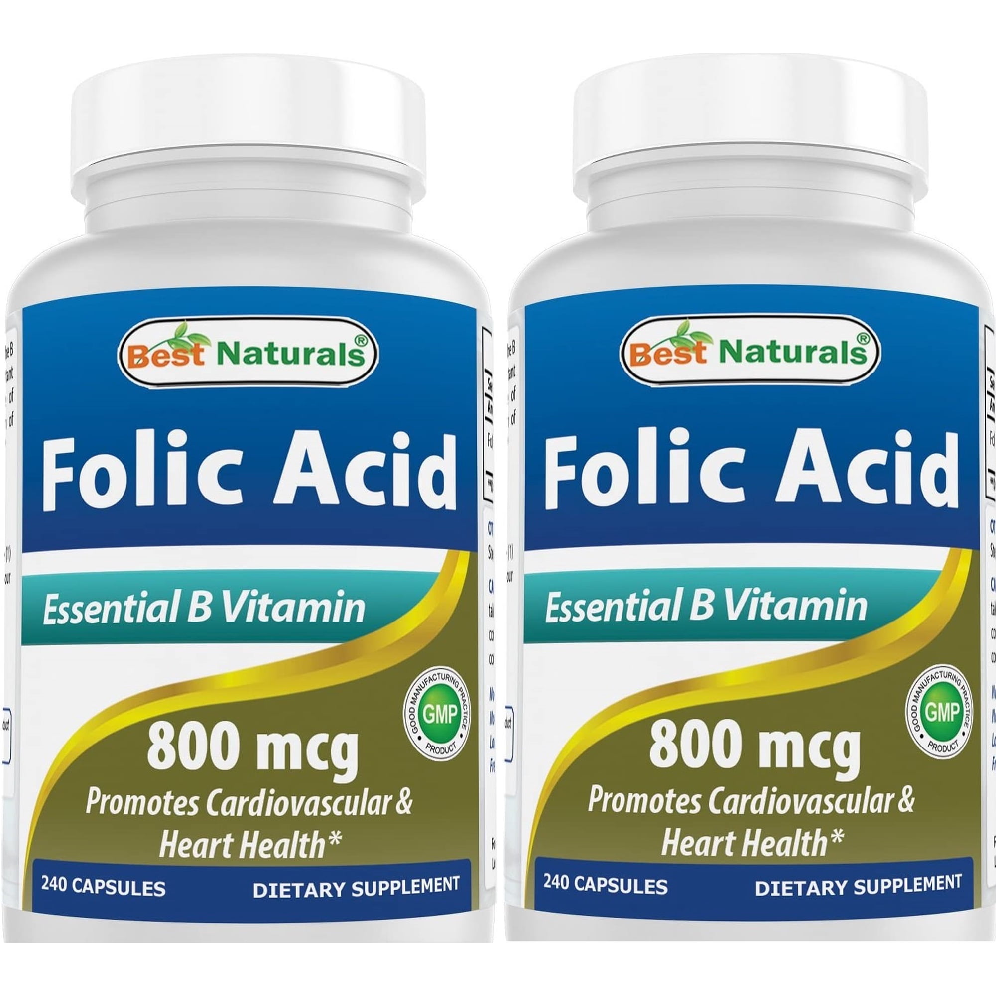 2 Pack Best Naturals Folic Acid 800 mcg 240 Capsules