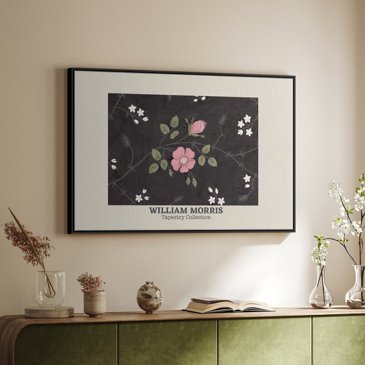 Vintage Abstract Print-LIII Framed in Black Wood Gallery Wrapped Canvas 17 in. x 25 in.