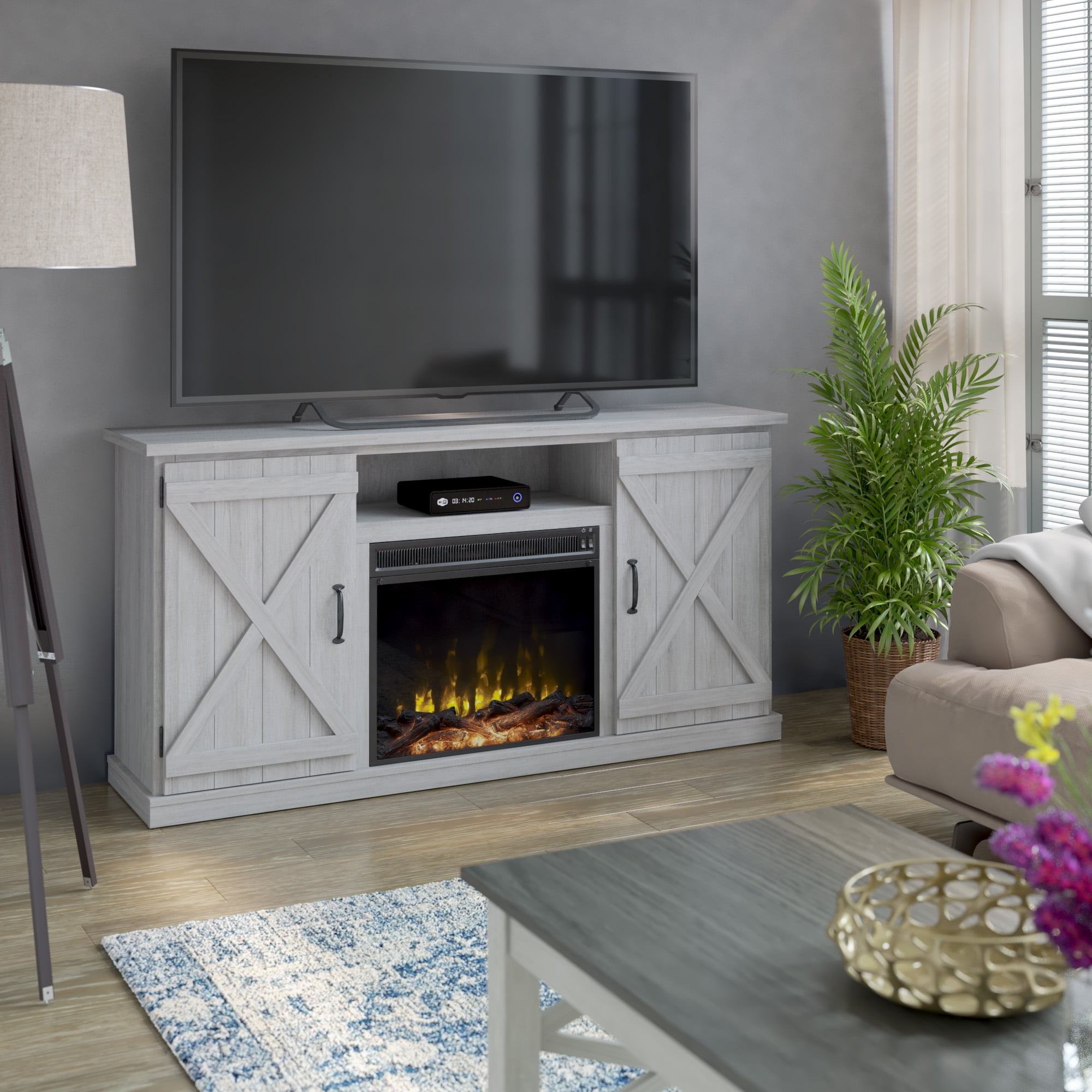 Twin Star Home Barn Door TV Stand for TVs up to 70 inches with
