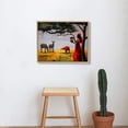 thumbnail image 3 of WERPE African Wall Art for Living Room, Landscape of Black Women with Baby Canvas Prints, African Elephant and Giraffe Under The Tree in The Field, Africa Paintings Decor, 3 of 4