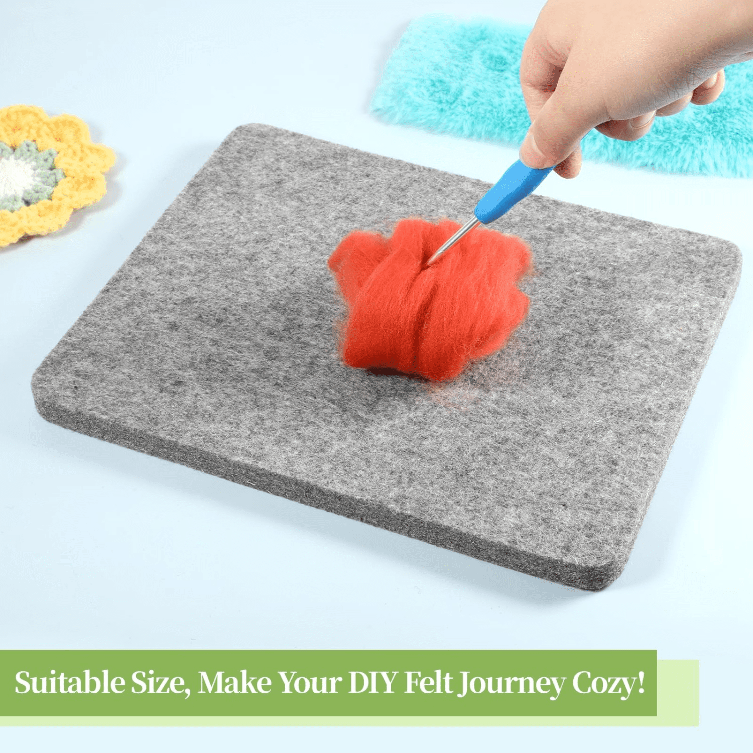 2 Pack 8x10 Inch Needle Felting Pad | Grey Wool Felting Sponge Mat | for Needle Felting Supplies, DIY Craft & Wool Art Projects