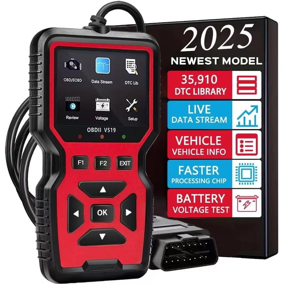 2025  OBD2 Scanner Diagnostic Tool - Check Engine Light Code Reader with Reset,   Tester, Modes 6 & 8, Suitable for  OBD II Protocol  &  Since 1996
