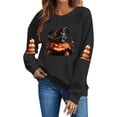 thumbnail image 3 of VKOYWKM Women's Halloween Print Crew Neck Sweatshirt Cute Spooky Graphic Sweatshirts Oversized Long Sleeve Sweatshirts Fall Pullover, 3 of 6