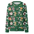 thumbnail image 5 of adviicd Women's Ugly Christmas Cardigan Sweaters Open Front Button Down Crew Neck Long Sleeve Knit Outwear Coat (Dark Green, M), 5 of 6