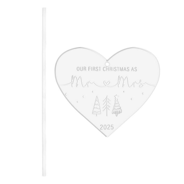 Nuestro primer adorno navideño de acrílico para colgar en pared, recuerdo de boda, regalo de boda para parejas, para fiestas en interiores.