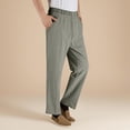 thumbnail image 6 of Pafei Tyugd Linen Pants Men Casual Summer Comfy Breathable Cotton Pants with Pockets Elastic Waist Loose Fit Straight Leg Beach Pants Green 3XL, 6 of 8