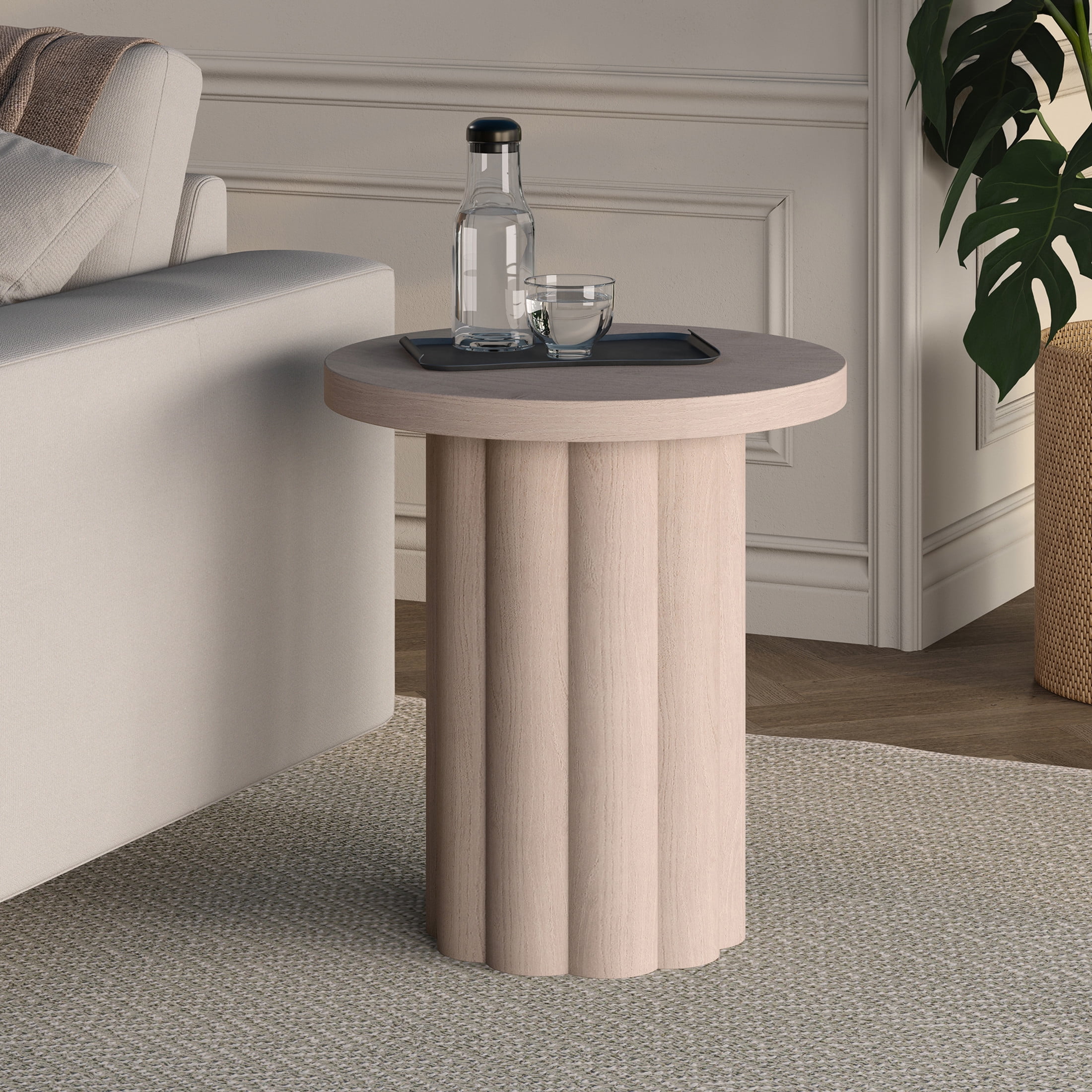 Evelyn&Zoe Modern/Contemporary 20" Wide Alder White Side Table
