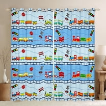 Castle Fairy Cartoon Train Black Out Curtains for Preppy Kids Children,Steam Engine Railway Railroad Curtains Pack of 2 (42x63 Each),Railway Transportation Theme Bedroom Curtains